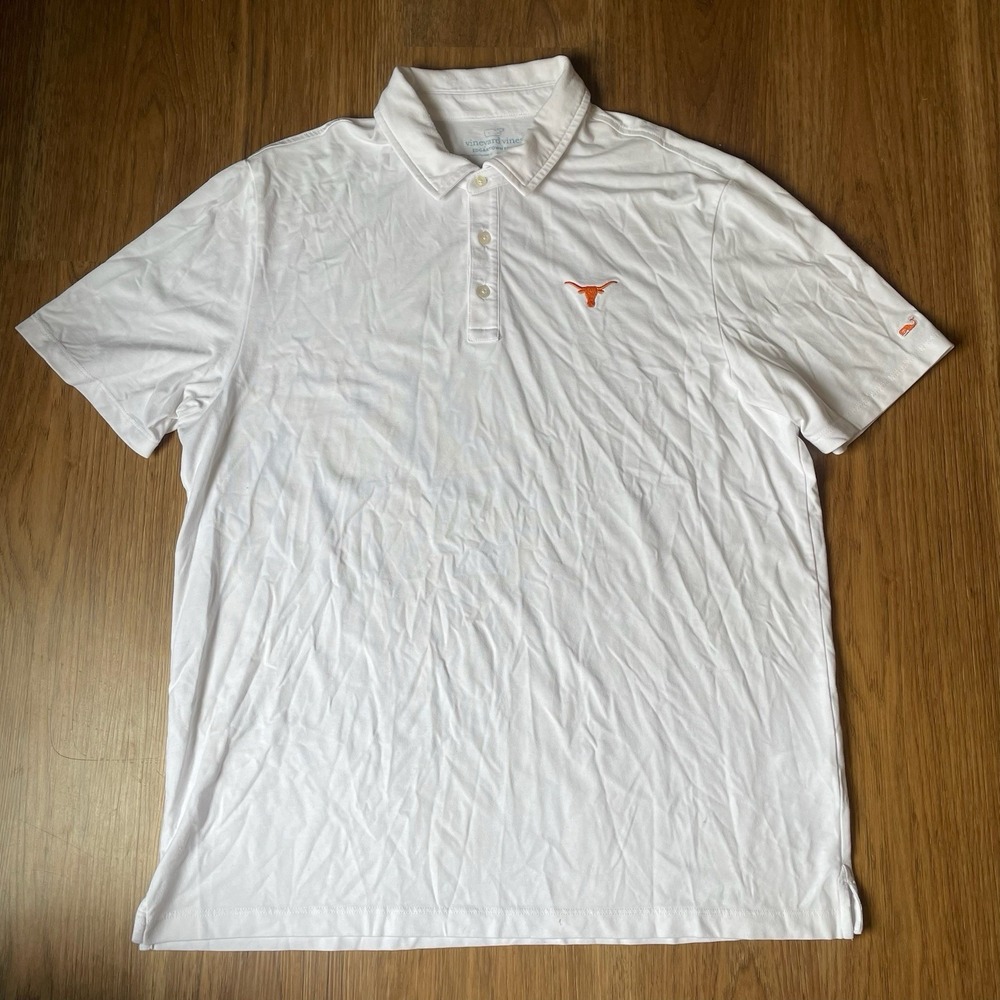 University Of Texas Polo Shirt Men L Vineyard Vines White Edgartown UT Longhorn - Picture 2 of 12